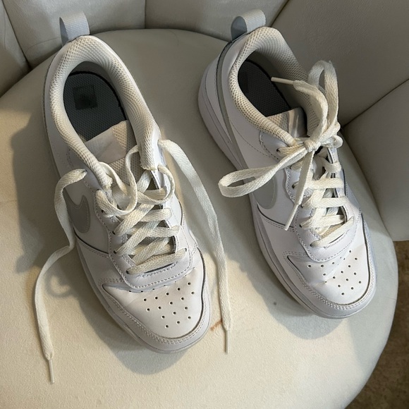 NIKE-Court Borough Low Recraft Shoes, White+Grey Swoosh, Size (US) 4.5 - Picture 8 of 9